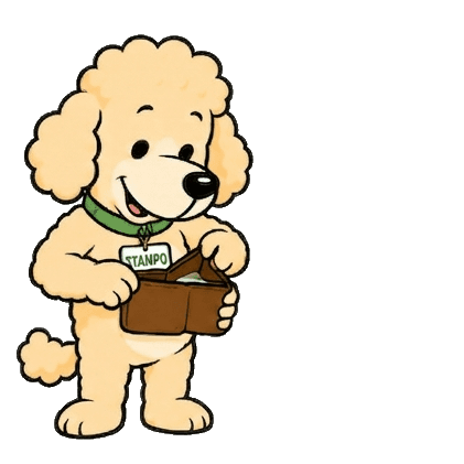 Stampo holding a wallet — the loyalty card lives in Apple and Google Wallet, no app to install